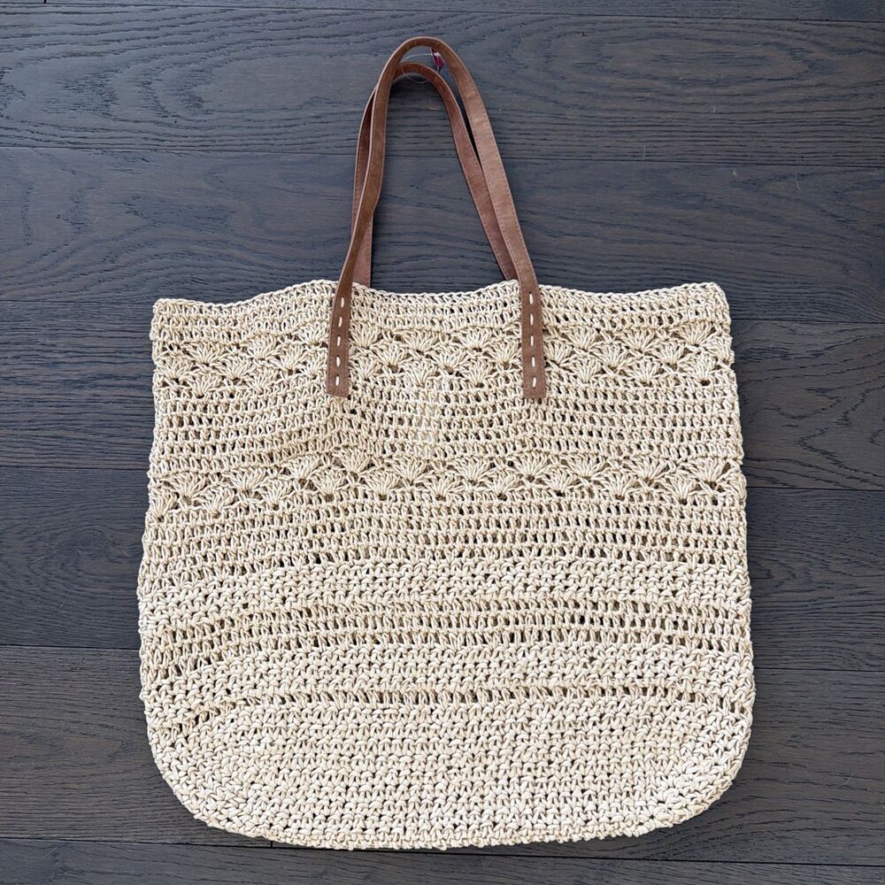 Merona XL Woven Tote Shoulder Beach Bag Purse Coastal Boho